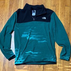 The North Face Green and Black Fleece Pullover Quarter Zip Top